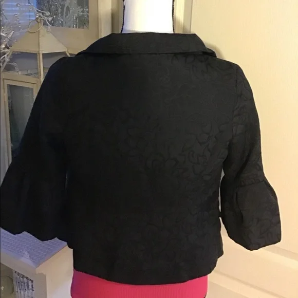 BB Dakota Black Floral Print 3/4 Sleeves Jacket Size 4 - Picture 7 of 9